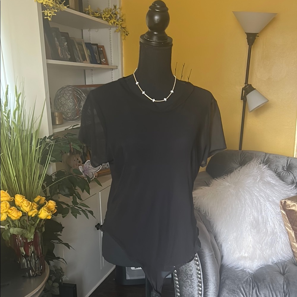 Sheer Black short sleeve Women's bodysuit - Picture 1 of 11